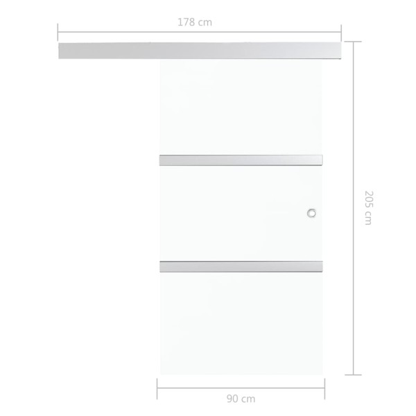 Puerta corredera de vidrio ESG y aluminio plateado 90x205 cm