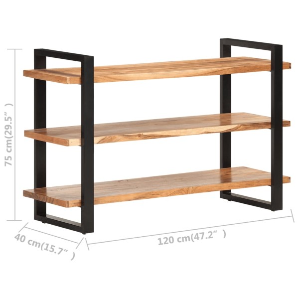 Aparador con 3 estantes madera maciza de acacia 120x40x75 cm