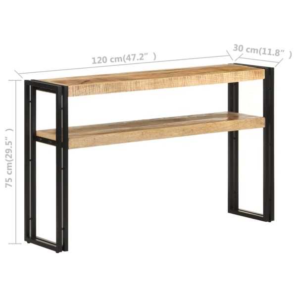 Mesa consola de madera de mango rugosa 120x30x75 cm