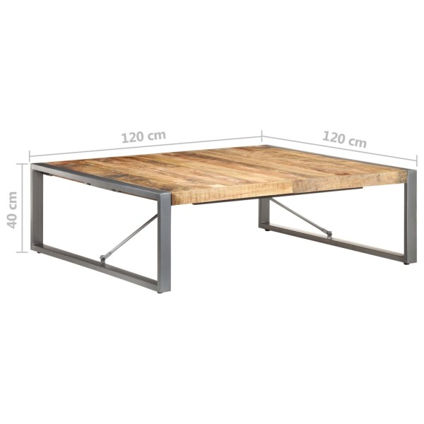 Mesa de centro madera de mango rugosa 120x120x40 cm