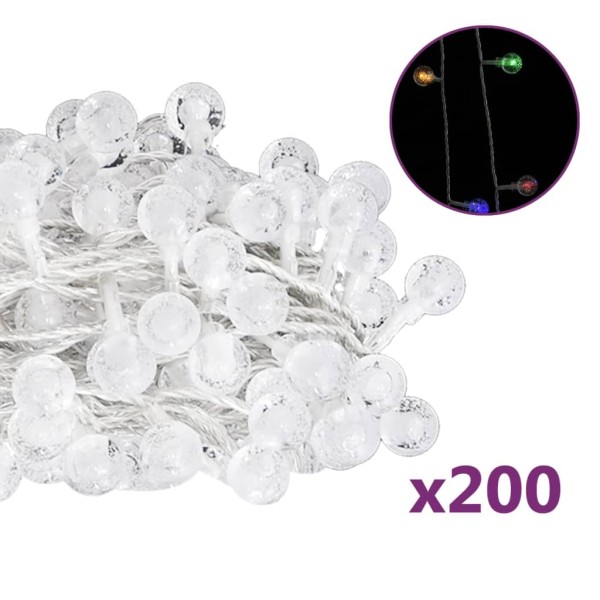 Guirnalda de luces globos 8 funciones 20 m 200 LEDs de colores