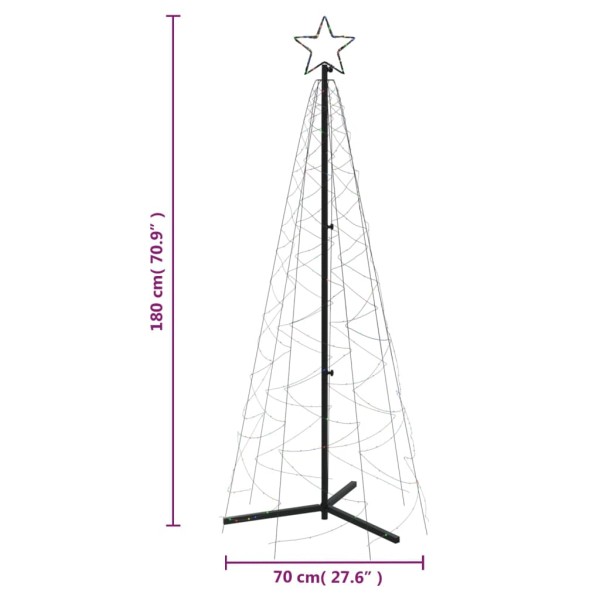 Árbol de Navidad cónico 200 LED de colores 70x180 cm