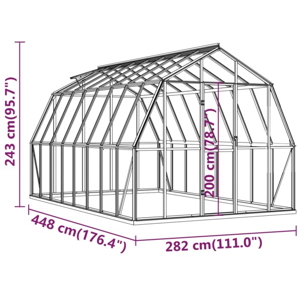 Invernadero con estructura de aluminio gris antracita 12,63 m²