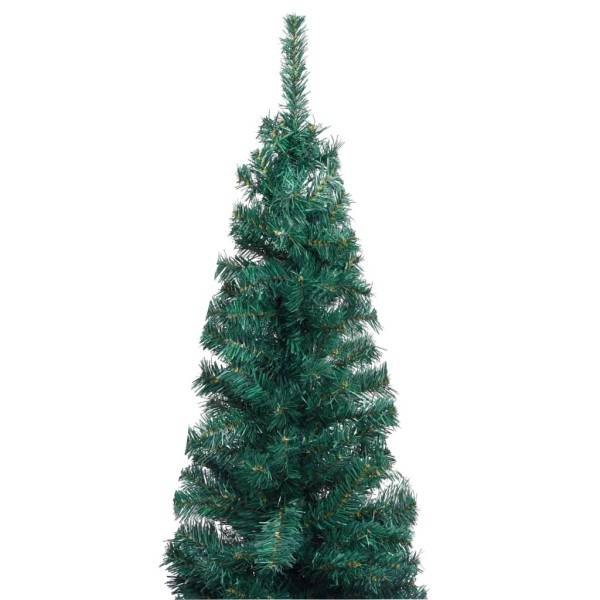 Árbol de Navidad preiluminado con luces y bolas verde 150 cm