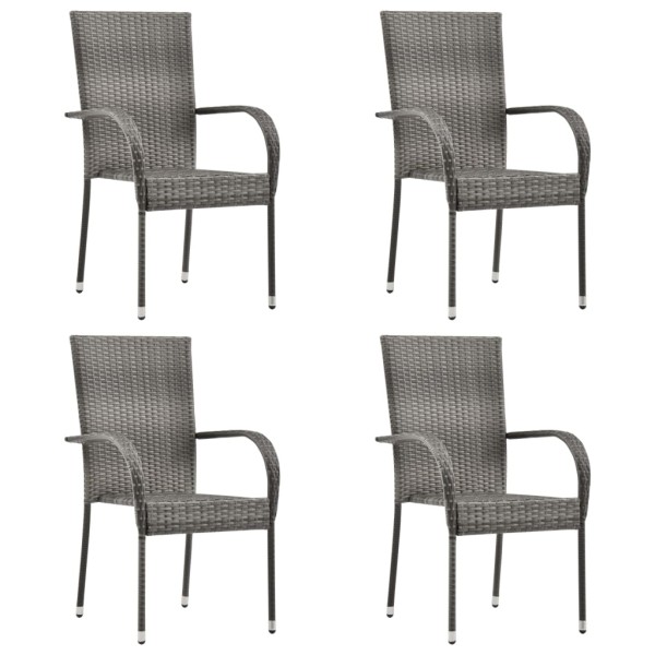 Set de muebles de comedor de jardín 5 piezas de ratán gris