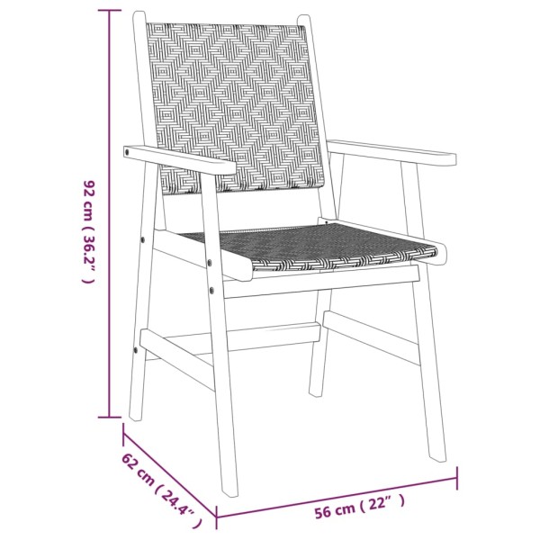 Juego de comedor de jardín 3 piezas madera maciza de acacia