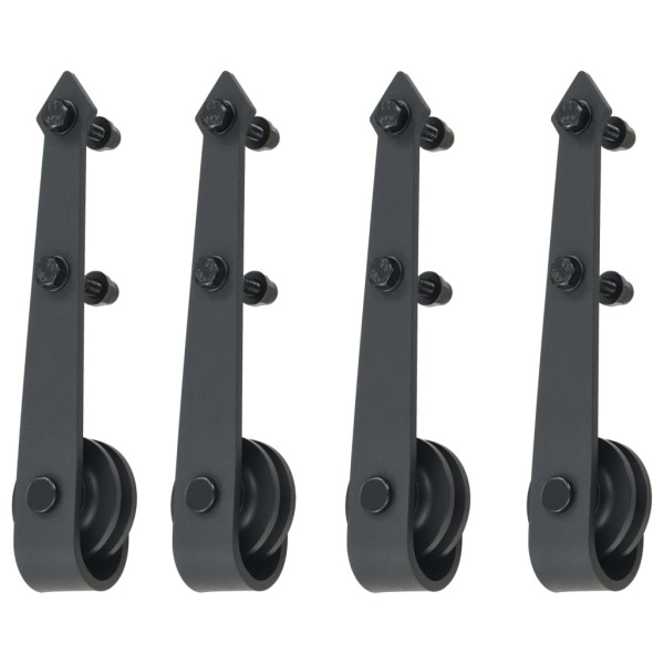 Guías con carril para puerta corredera 2 uds 183 cm acero negro