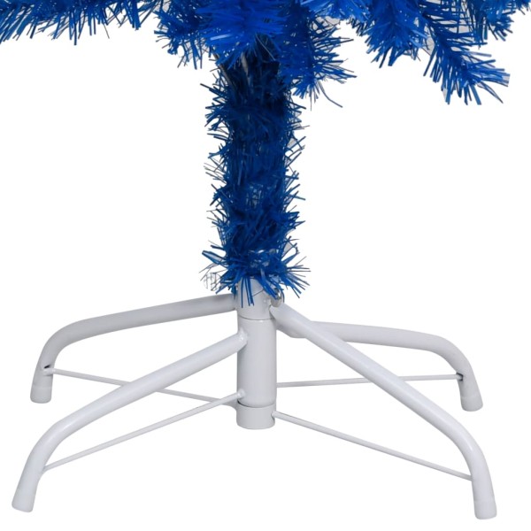 Árbol de Navidad preiluminado con luces y bolas azul 150 cm