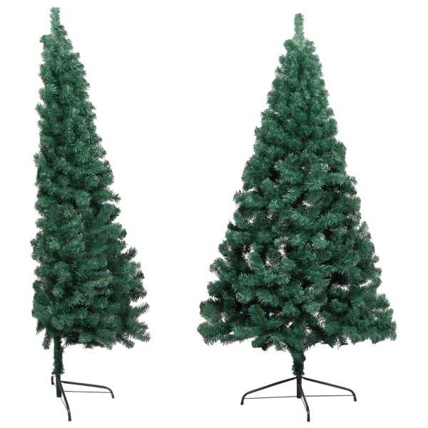 Medio árbol de Navidad con luces y bolas verde 240 cm