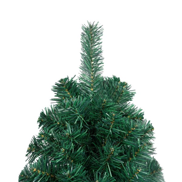 Medio árbol de Navidad con luces y bolas verde 240 cm