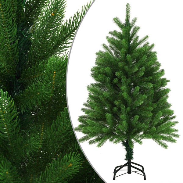 Árbol de Navidad preiluminado con luces y bolas verde 120 cm