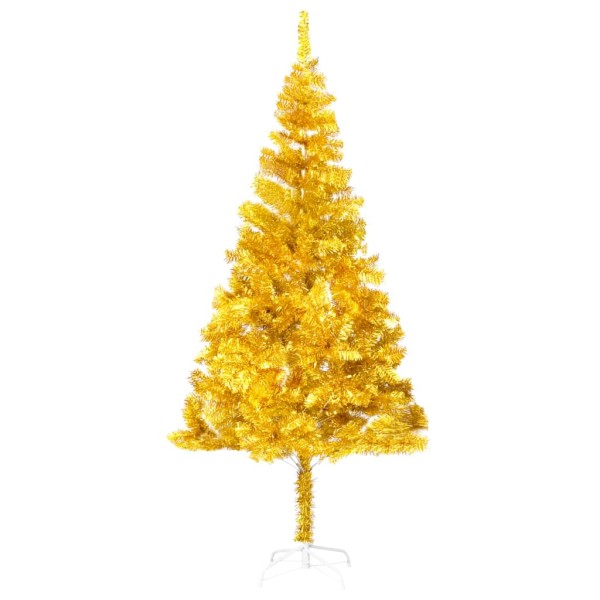 Árbol de Navidad preiluminado con luces y bolas dorado 180 cm