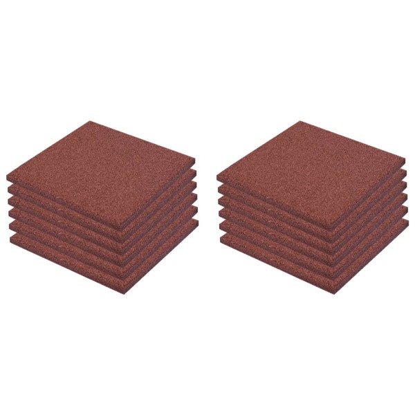 Losetas de goma protección de caídas 12 unidades 50x50x3cm rojo