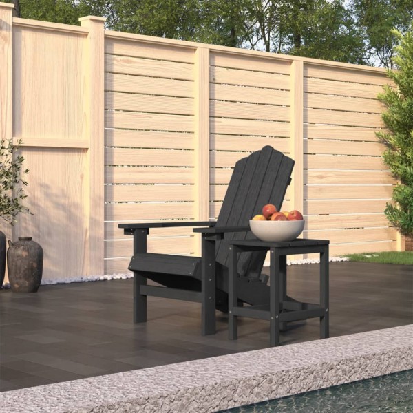 Silla de jardín Adirondack con mesa HDPE gris antracita