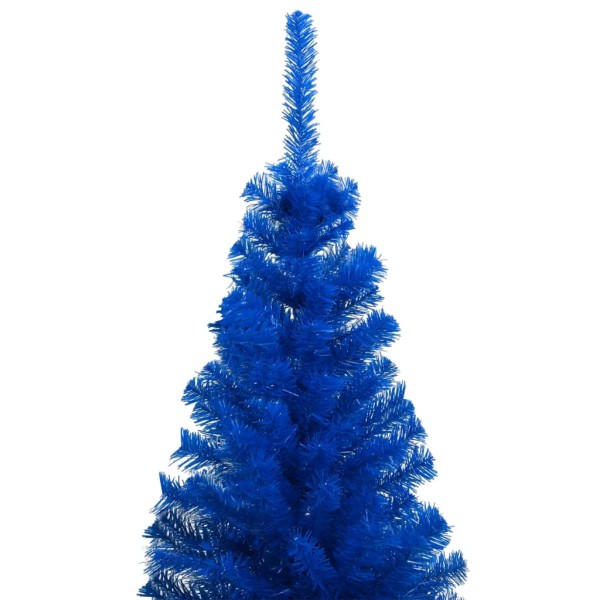 Árbol de Navidad preiluminado con luces y bolas azul 120 cm