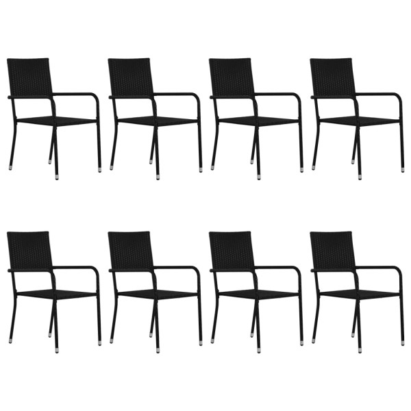 Set de muebles de comedor de jardín 9 piezas ratán PE negro