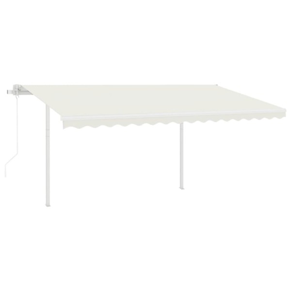 Toldo retráctil automático con postes crema 4,5x3 m