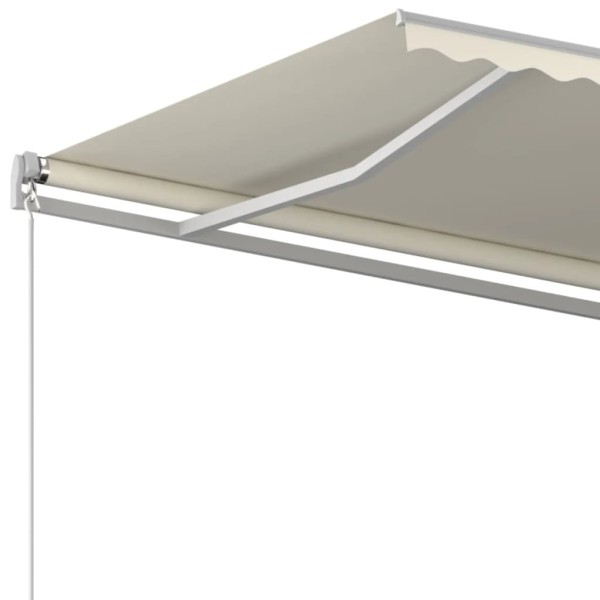 Toldo retráctil automático con postes crema 4,5x3 m