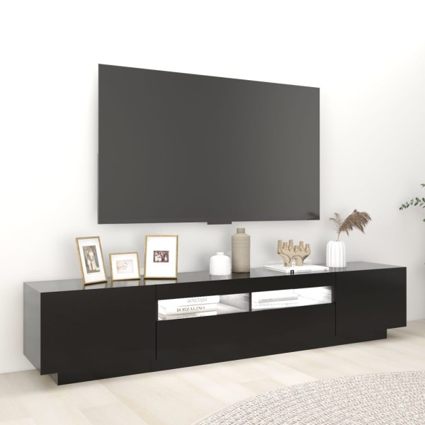 Mueble para TV con luces LED negro 200x35x40 cm