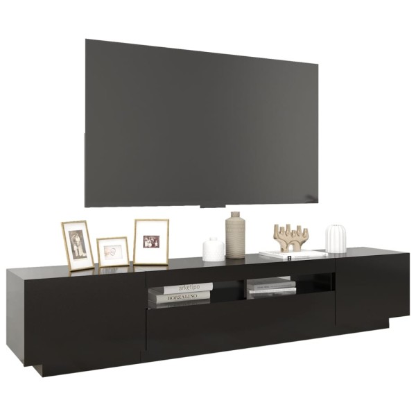 Mueble para TV con luces LED negro 200x35x40 cm