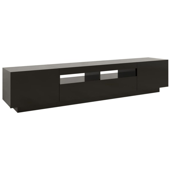 Mueble para TV con luces LED negro 200x35x40 cm