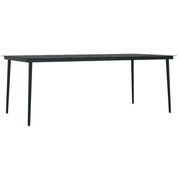 Mesa de comedor para jardín acero y vidrio negro 200x100x74 cm