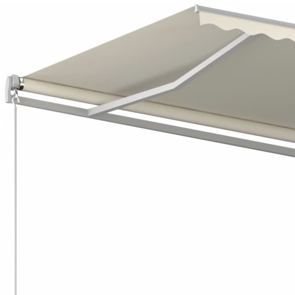 Toldo retráctil automático con postes crema 3,5x2,5 m