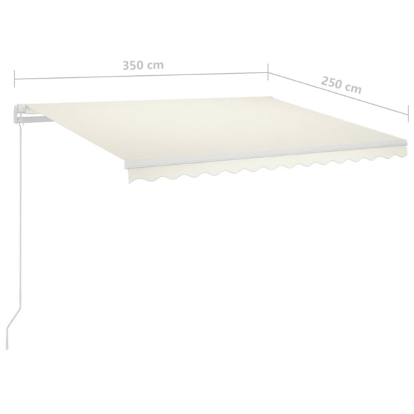 Toldo retráctil automático con postes crema 3,5x2,5 m