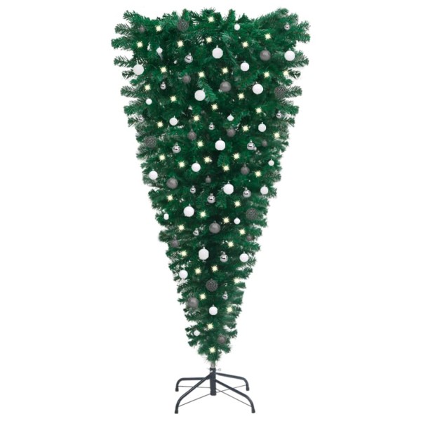 Árbol de Navidad artificial invertido con luces y bolas 180 cm