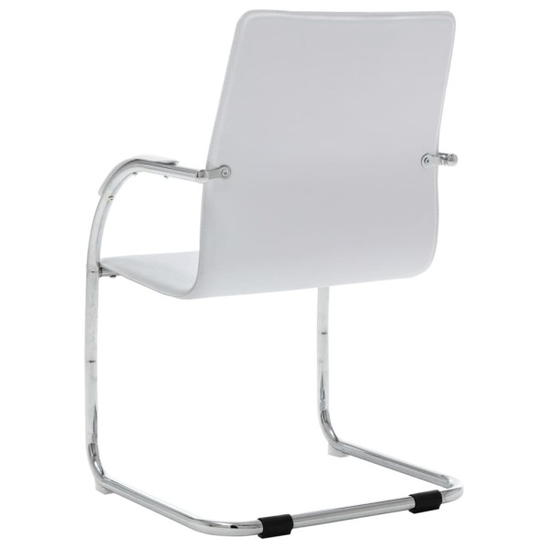 Silla de oficina voladiza de cuero sintético blanco