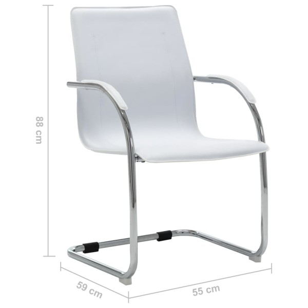 Silla de oficina voladiza de cuero sintético blanco