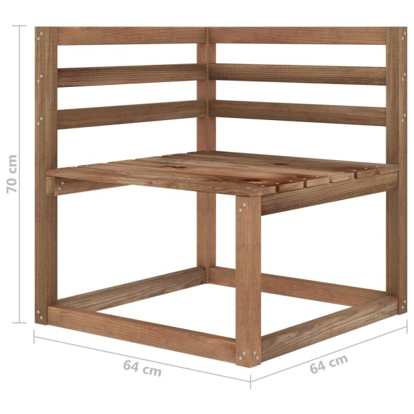 Set de sofá de jardín de palets 3 pzas madera impregnada marrón