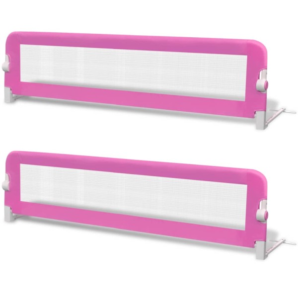 Barandilla de seguridad cama de niño 2 uds rosa 150x42 cm