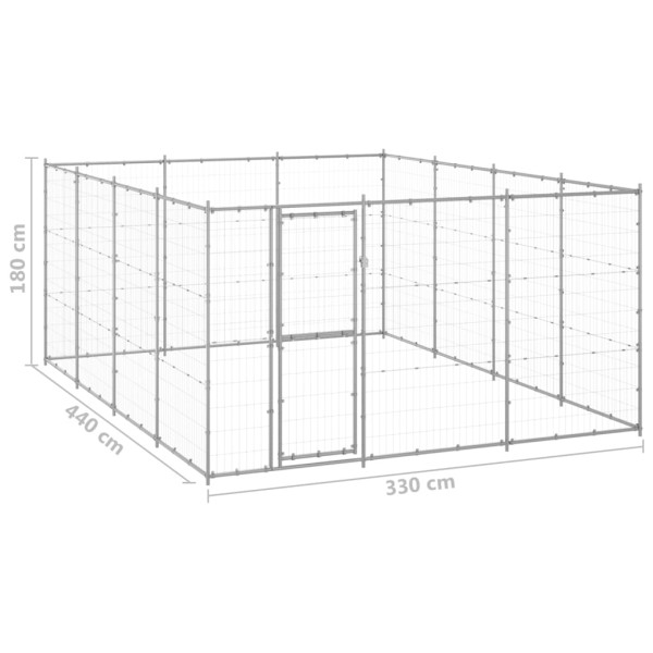 Perrera de exterior de acero galvanizado 14,52 m²