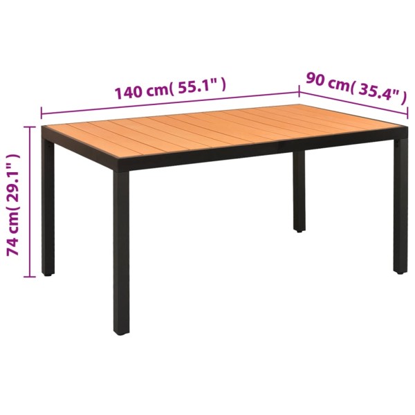 Juego de comedor para jardín de 7 piezas aluminio negro