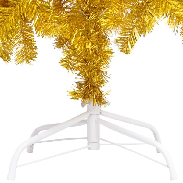 Árbol de Navidad preiluminado con luces y bolas dorado 210 cm