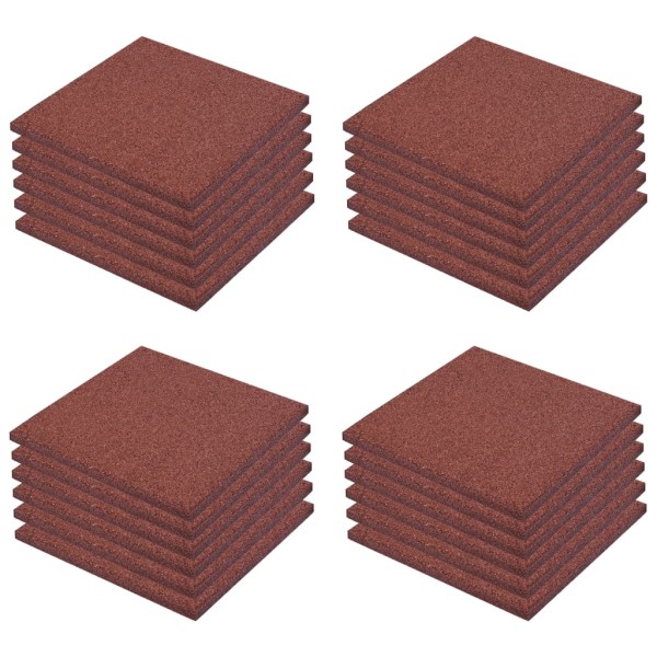 Losetas de goma protección de caídas 24 unidades 50x50x3cm rojo