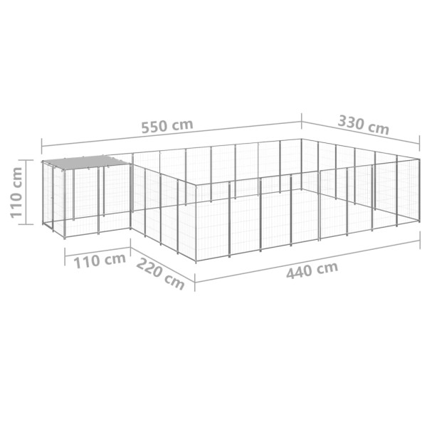 Perrera plateada 15,73 m² acero