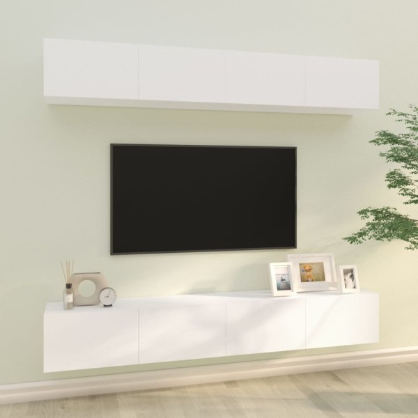 Muebles de TV 4 piezas blanco 100x30x30 cm