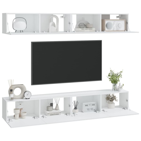 Muebles de TV 4 piezas blanco 100x30x30 cm