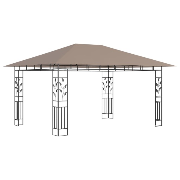 Cenador con mosquitera y tira luz LED taupé 4x3x2,73m 180 g/m²