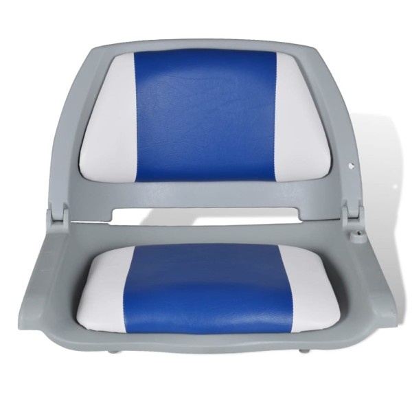 2x Asiento barco respaldo plegable cojín azul blanco 41x51x48cm