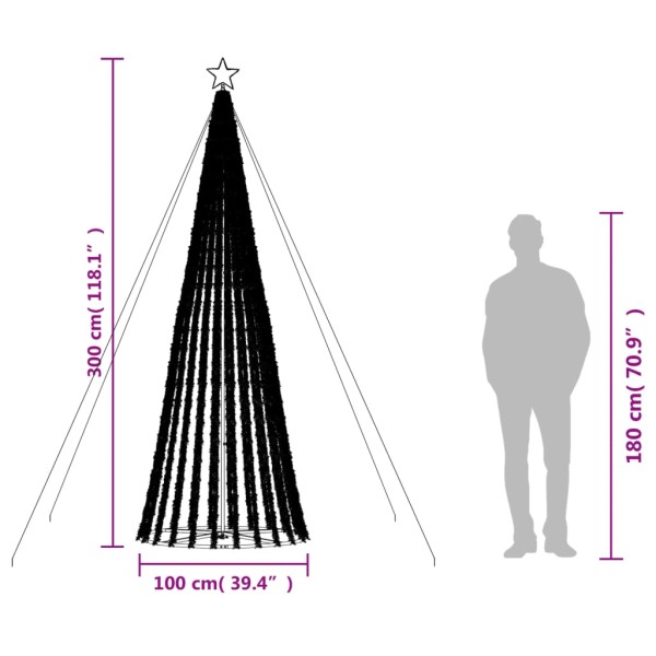 Árbol de Navidad cono de luz 688 LEDs azul 300 cm