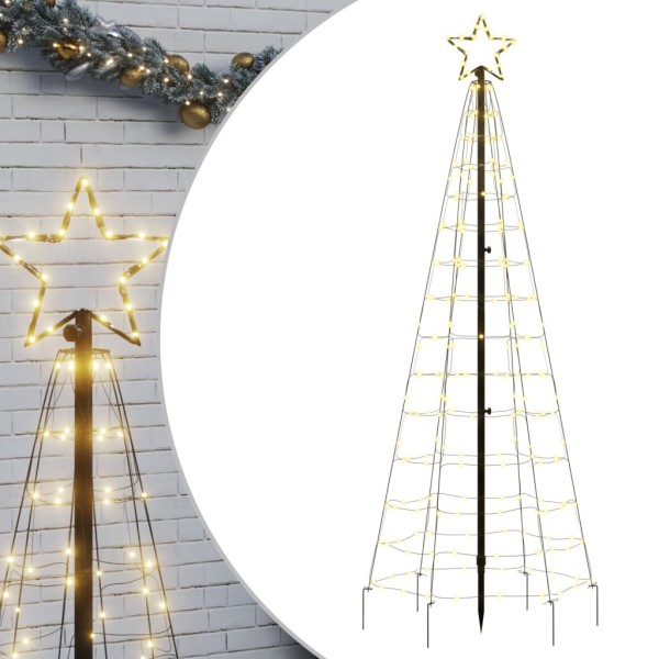 Árbol de Navidad cono con estacas 220 LEDs blanco cálido 180 cm