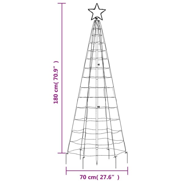 Árbol de Navidad cono con estacas 220 LEDs blanco cálido 180 cm