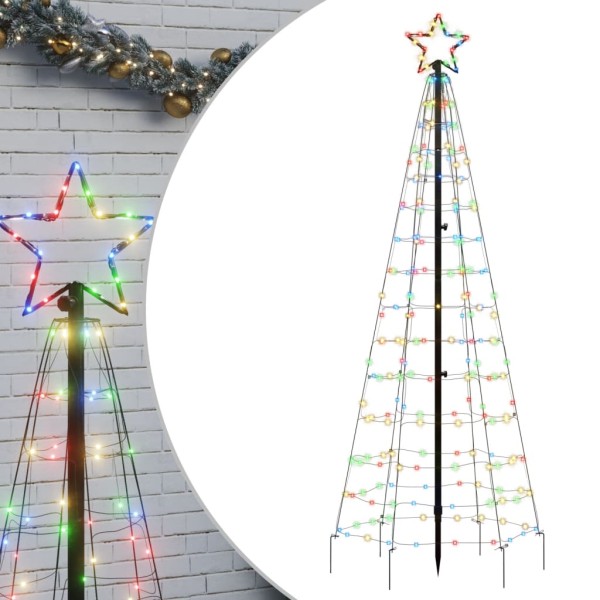 Árbol de Navidad cono con estacas 220 LEDs de colores 180 cm