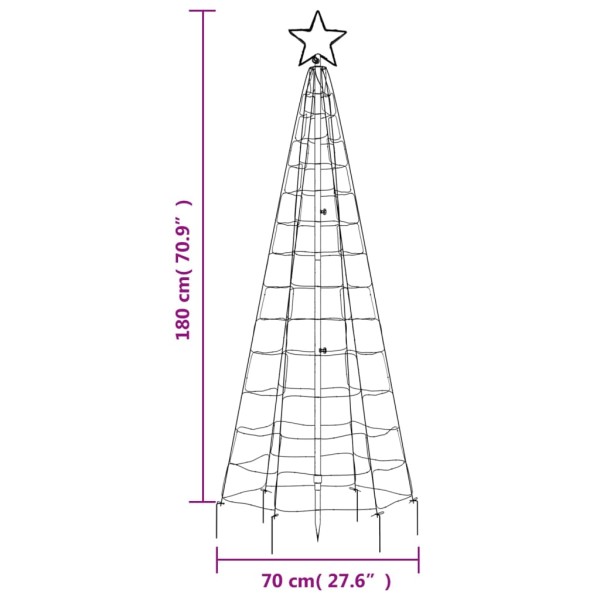 Árbol de Navidad cono con estacas 220 LEDs de colores 180 cm