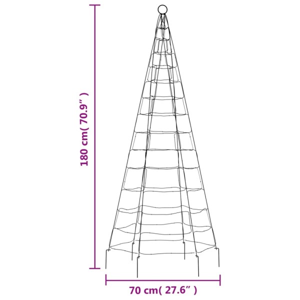 Árbol de Navidad en asta de bandera 200 LED blanco frío 180 cm