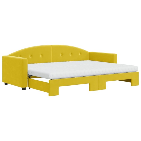 Sofá cama nido con cajones terciopelo amarillo 80x200 cm