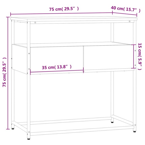 Mesa consola madera de ingeniería gris Sonoma 75x40x75 cm